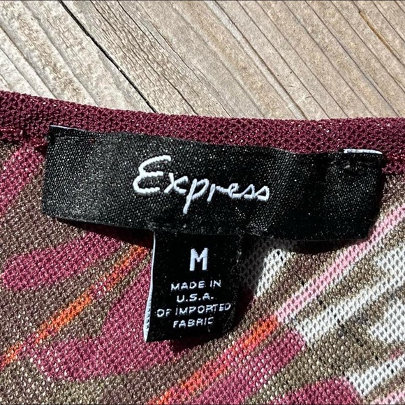 Express multi patterned full sheer long sleeve blouse - Picture 4 of 5